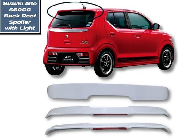 Suzuki Alto 660CC Roof Spoiler with Light in White | Painted Back Spoiler for Alto 660CC
