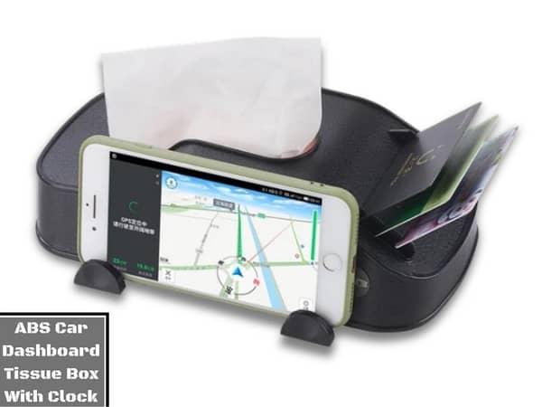 Peugeot ABS Dashboard Tissue Box with Clock | Storage Case for Phone and Name Cards