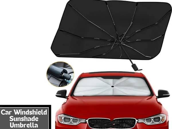 Titanium Silver Universal Car Windshield Sunshade Umbrella for Front Sun Protection and Heat Insulation