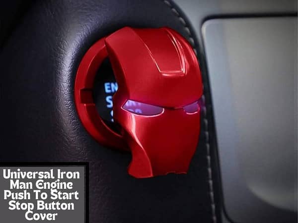 Premium Quality ABS Plastic Iron Man Universal Car Engine Button Cover | Red Color