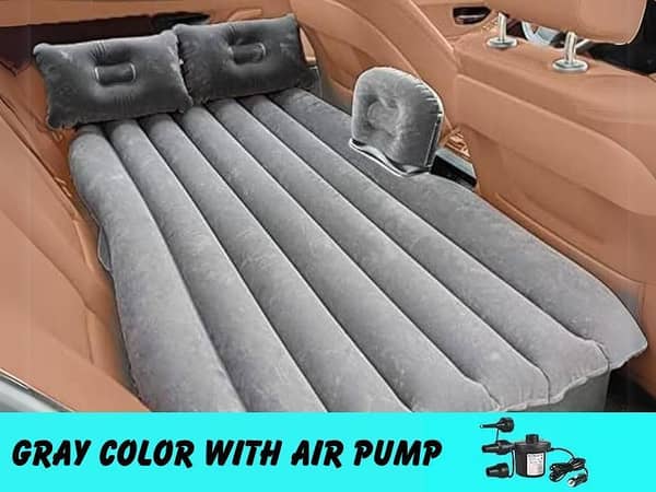 Universal Car Travel Inflatable Bed (Gray) Foldable SUV Back Seat Trunk Mattress Air Bed Pillow