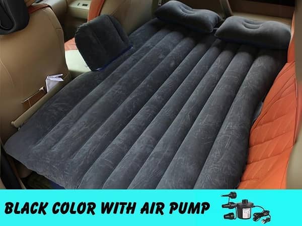 Universal Car Travel Inflatable Bed (Black) Foldable SUV Back Seat Trunk Mattress Air Bed Pillow