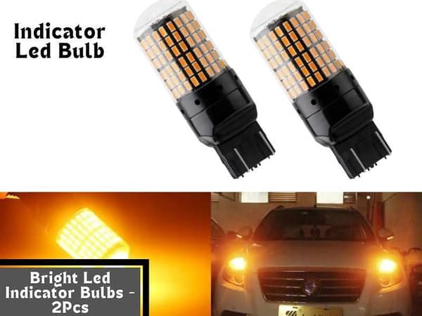 2-Pack Yellow LED Car Turn Signal Lights | 12V Fish Tail Fitting High Quality Bulbs