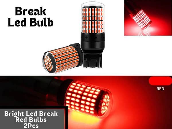 2-Pack Red 12V Car Brake Light Bulbs with Fish Tail Fitting - High Quality and Ultra Bright