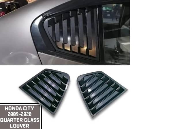 Honda City Quarter Glass Louvers in Premium Quality ABS Material Model 2009-2020 | Glossy Black