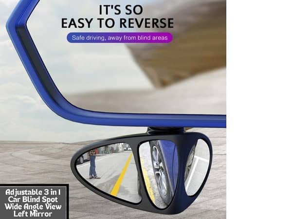 Adjustable 3-in-1 Convex Rearview Mirror for Cars with 360-Degree Rotation and Wide Angle View for Front and Blind Spot Visibility
