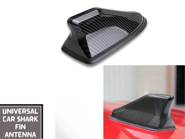 Universal Carbon Fiber Car Roof Top Mount Shark Fin Aerial Antenna Toppers Auto Radio AM FM Antenna
