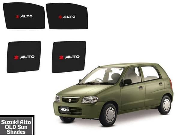 Suzuki Alto OLD Window Shades - Black Sun Shades Fabric, Set of 4 for Enhanced Comfort and Privacy
