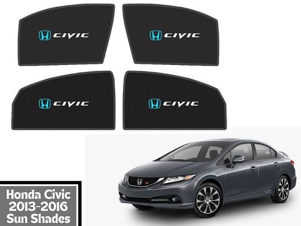 Honda Civic 2013-2016 Window Shades Set | Black Sun Shades Fabric for Cars | Protect Against Sunshine