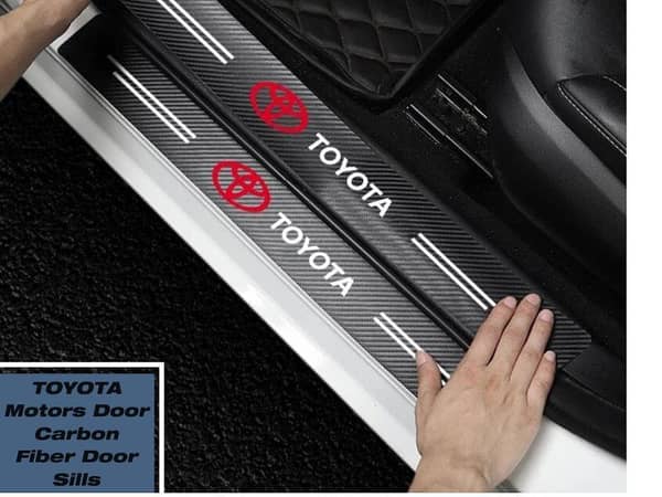 TOYOTA Carbon Fiber Door Sill Protectors | Cover Panel Stickers for Door Sills | Compatible with TOYOTA Models