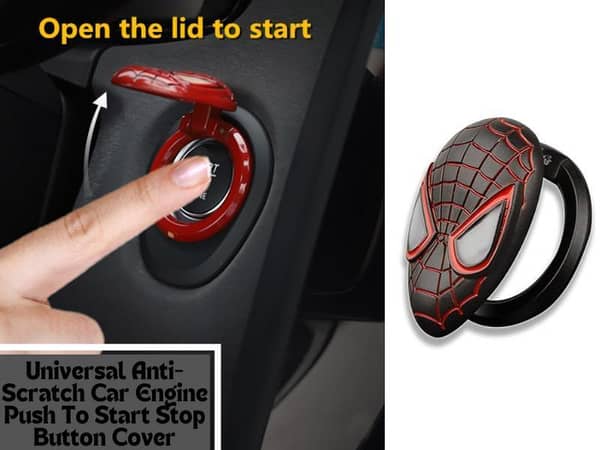 Spider Man Universal Car Engine Button Cover in Black Plastic Material
