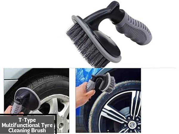 Multi-Functional T-Type Wheel Hub Brush for Car Tyre Cleaning and Washing