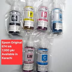 Epson original 674 ink 70ml  6 ink bottles set  available in Karachi