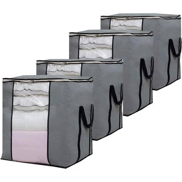 Pack of 4 - 4-Colors Non-woven Foldable Clothes Quilt Clothes Storage Bag Organizer Box