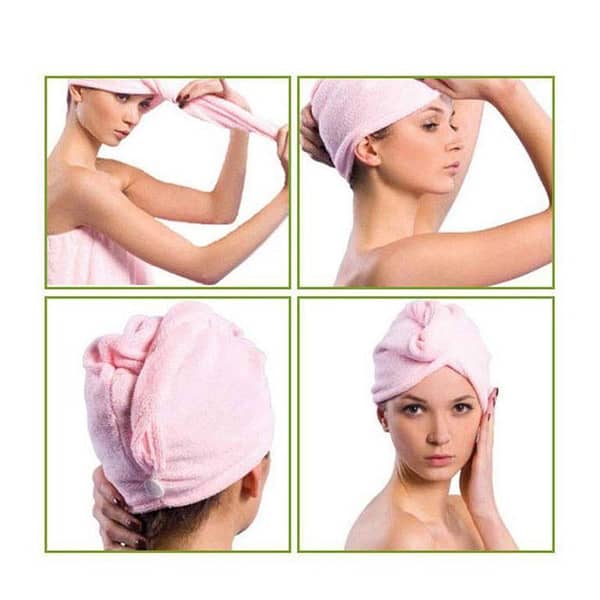 Quick Dry Towel Hair Drying Terry Hat Quick Dryer Water Absorbent Shower Turban Fast Magic Hair Wrap with Button Wrapped Bath Cap Facial Salon Face Wash Towels