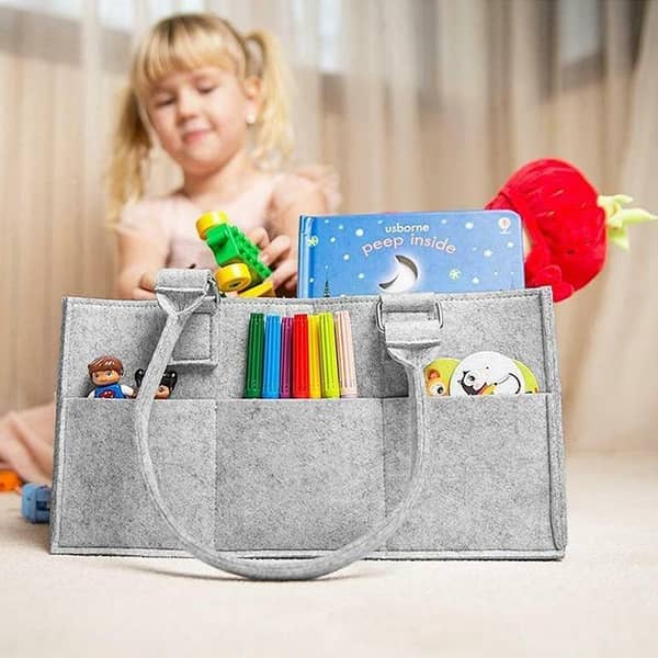 Baby Diaper Caddy Organizer - Portable Storage Basket - Essential Bag for Nursery, Changing Table and Car - Waterproof Liner Is Great for Storing Diapers, Bottles