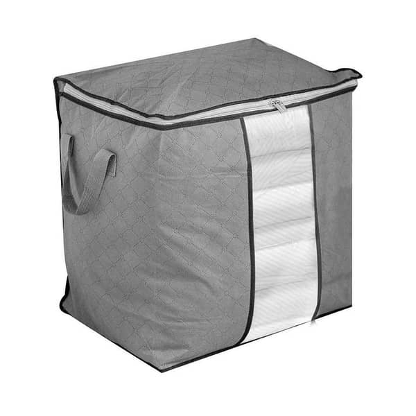 Grey storage bag Large Foldable Storage Bag Clothes Storage Container for Blanket Comforter Clothing Bedding with Durable Handles.
