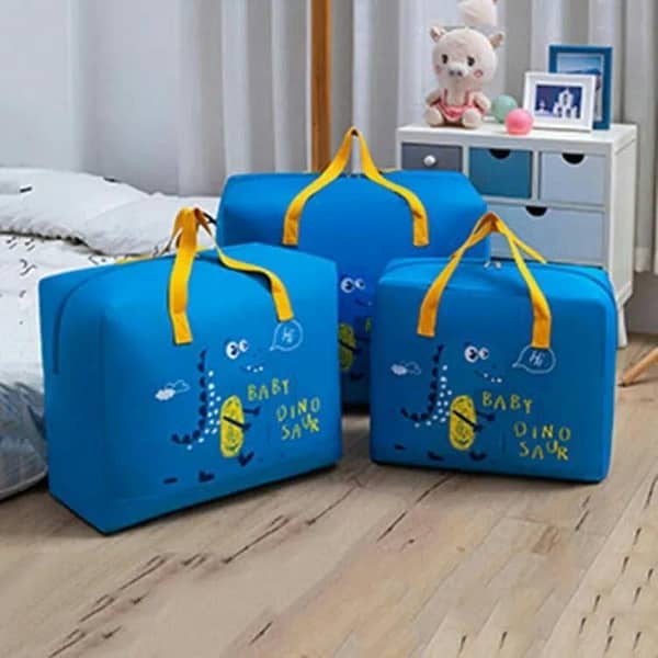 Set of 3 Blue Baby Dinosaur Fabric Organizers