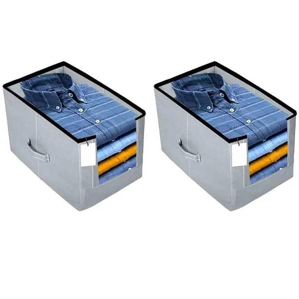 pack of 2 - Shirt Stacker, Shirt Stacker Organizer, Shirt Stacker Front open Window Organzier, Shirt Stacker Organizer Designer for Wadrobe, Foldable Cloth Cover Large Capacity Cloth Organizer.