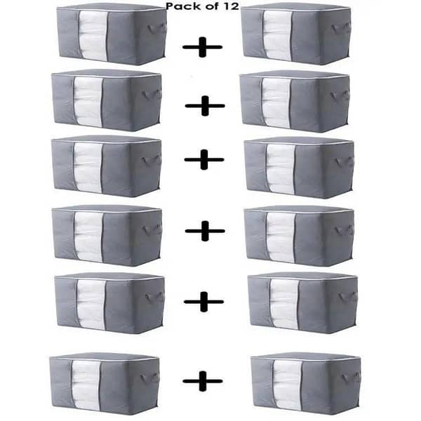 Pack of 12 - Waterproof Home STORAGE BAG Organizer Large closet - under bed Folding bags, Portable Bamboo Charcoal Clothes Blanket Clear Window Quilt Storage Box Oxford Bedding Suits Pillows TOPSKY magic dust - moisture proof non woven
