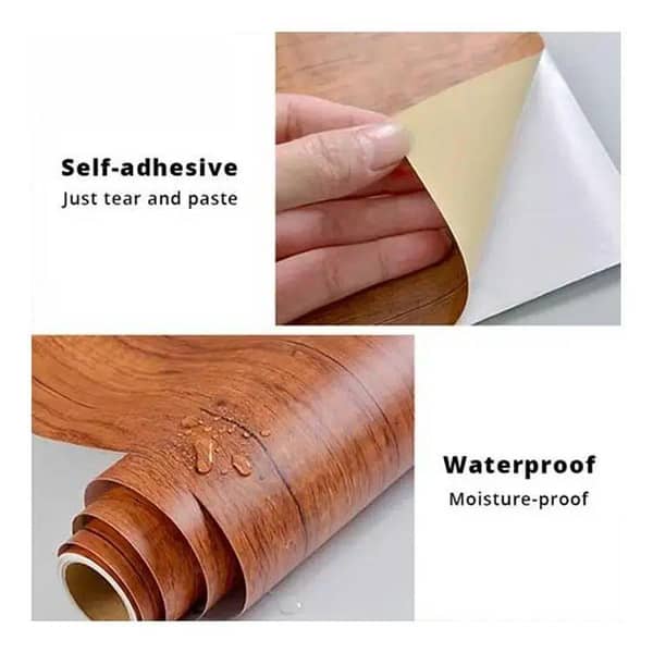 2meters Self Adhesive Wooden Texture Sheet for Wall Decor Kitchen Wardrobe Cabinet Door - PVC Vinyl Wallpaper