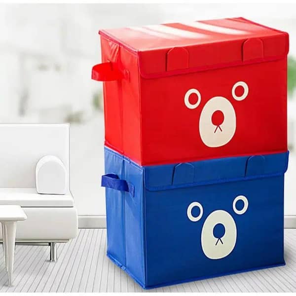 Set of 2 Foldable Cartoon Panda Storage Bins for Organizing Kids' Toys and Quilts in Cabinets and Wardrobes