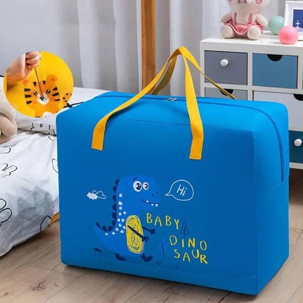 Set of 3 Large Baby Dinosaur Cloth Organizers in Blue for Storage and Toy Organization