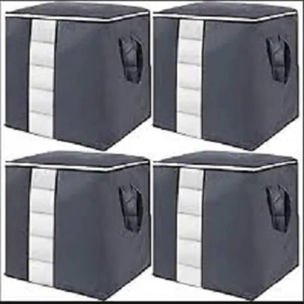 pack off 4 -New Non-woven Portable Clothes Storage Bag Foldable Organization Bags with Large Clear View Window For Pillow Quilt Blanket Bedding