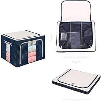 Storage Box with Steel Frame for Clothes-Quilts Pillows Storage Bag Folding Organizer Box Storage Bag Zipper Lid size: 50 x 40 x 36cm