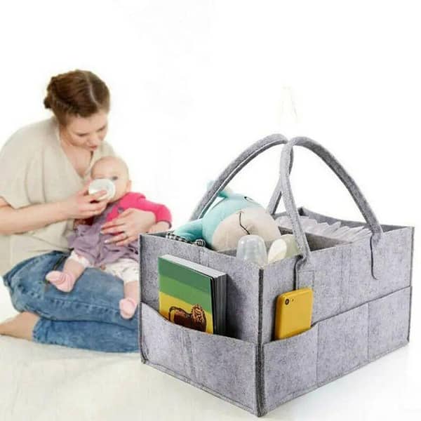 Baby Diaper Caddy Organizer - Portable Storage Basket - Essential Bag for Nursery, Changing Table and Car - Waterproof Liner Is Great for Storing Diapers, Bottles
