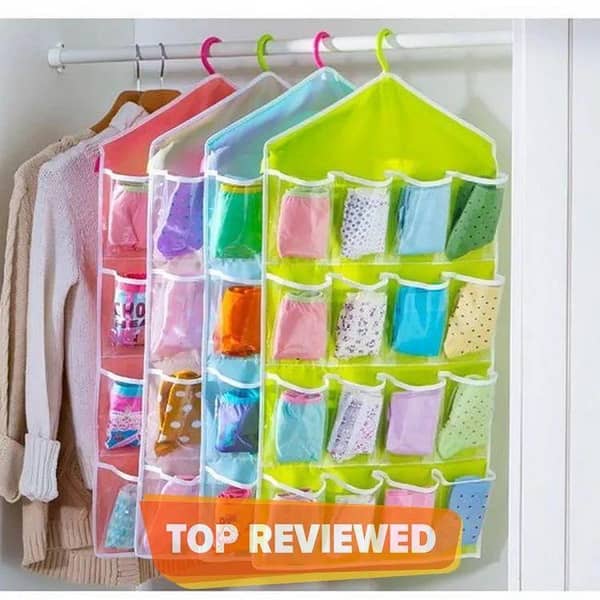 16 Pocket Durable Clear Door Fordable Wardrobe Storage Organizer Hanging Bag