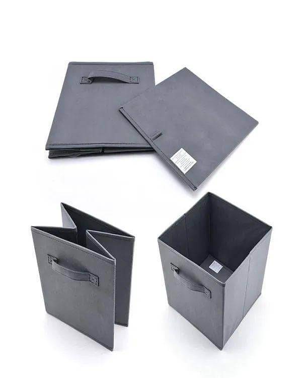 pack off 4 -Foldable Square Fabric Storage Bin Collapsible Box Clothes Organizer Cube