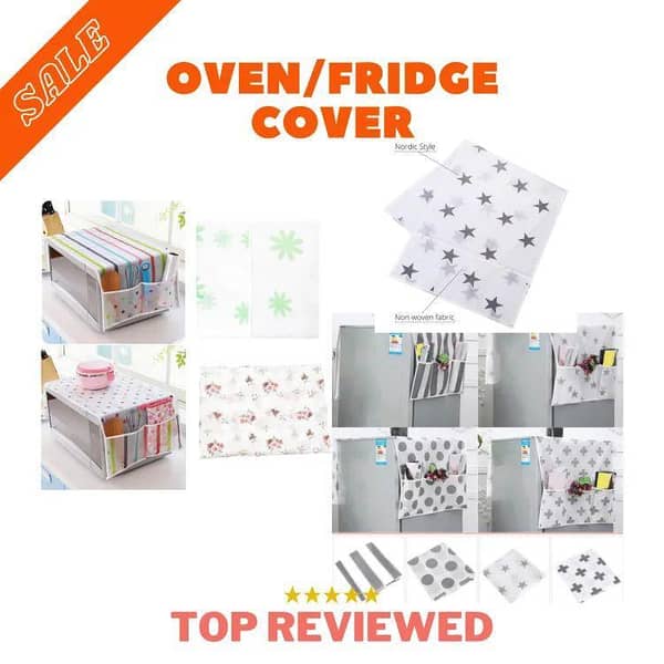 pack off 2 -Microwave Dust Cover with Fridge Cover Pockets Organizer