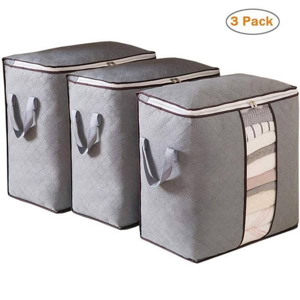 pack off 3-Storage Bags Organizers for Comforter, Blanket for Closet and Under bed Storage