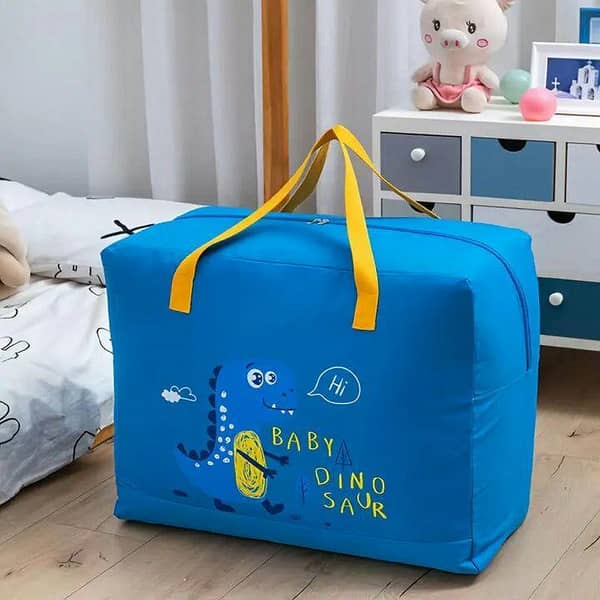 Children's Storage Comforter Bag - Foldable and Portable Organizer with Reinforced Handles for Closet and Moving Needs