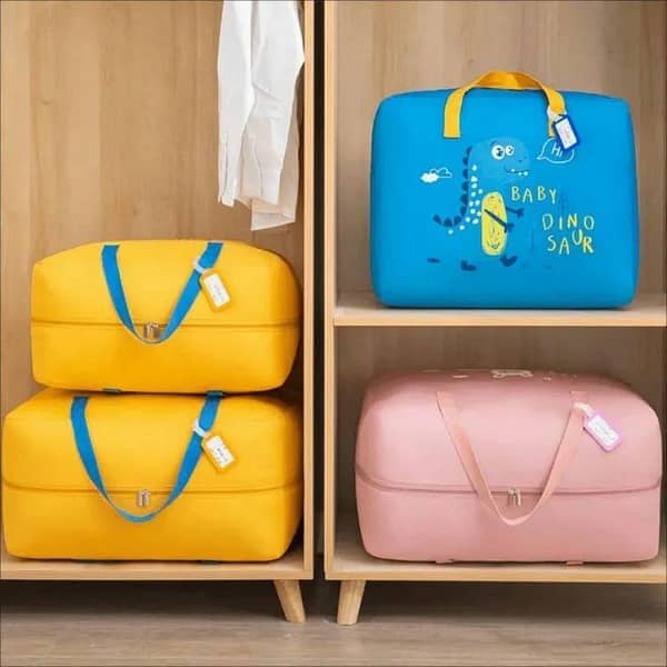 Set of 2 Portable Storage Bags - Multifunctional Closet Organizers with Zippered Closure and Reinforced Handles, Ideal for Moving and Large Capacity Childbirth Needs