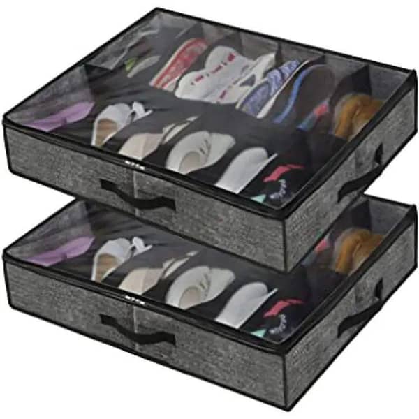 Pack Of 2 - Amazing 12 Shoes Storage Under Bed Closet Organizer
