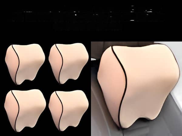 M-Shape Neck Rest in Beige - Set of 2 for Enhanced Car Comfort
