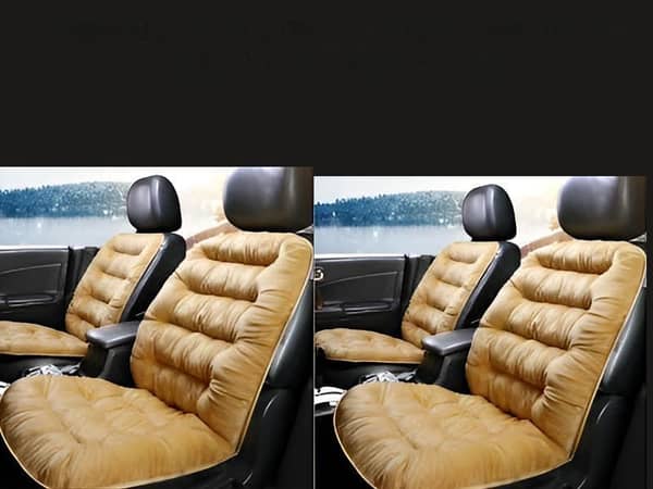 Set of 2 Large Beige Velvet Seat Cushions for Enhanced Comfort