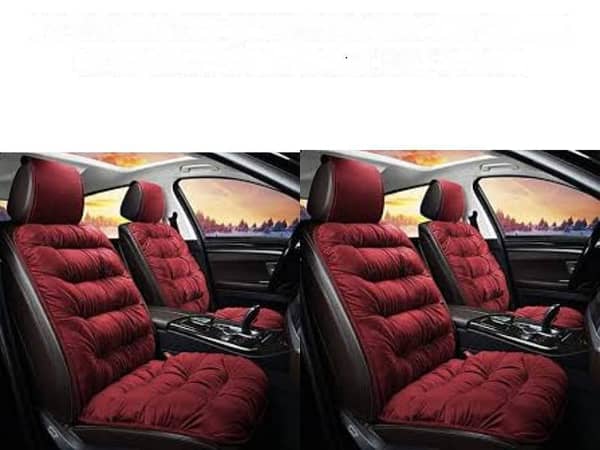 Large Dark Red Velvet Seat Cushions - Pack of 2 for Comfortable Car Seating