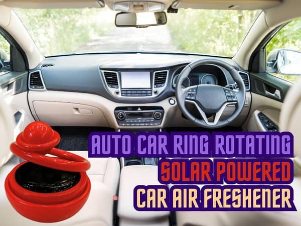 Red Solar-Powered Double Ring Rotating Car Air Freshener by Auto Car