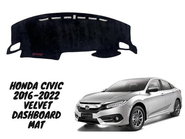 Honda Civic 2016-2022 Premium Quality Customized Velvet Car Dashboard Anti Slip Mat - Car Dashboard