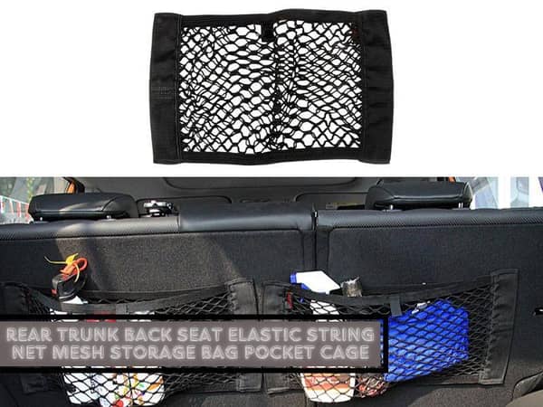 Car Seat Back Organizer Trunk Net Mesh Pocket Elastic String Net Magic Sticker Universal Portable