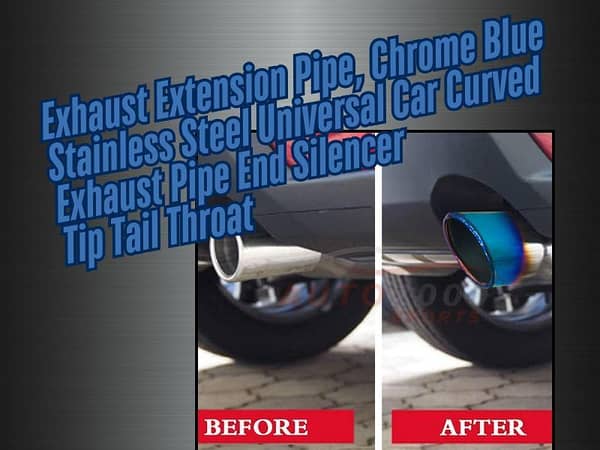 Chrome Blue Stainless Steel Curved Exhaust Extension Pipe for Universal Car Fit