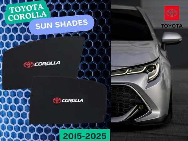 Toyota Corolla 2015-2025 Window Shades Set | Fabric Sun Shades | Black Car Sun Shades with Logo