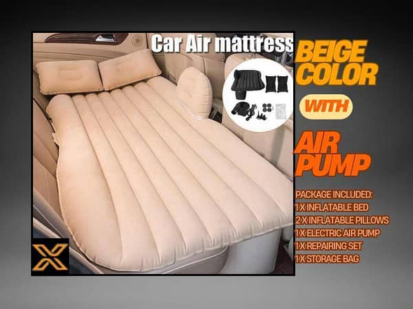 Universal Car New Car Inflatable Travel Mattress Bed Back Seat Multifunctional Sofa Cushion -Beige