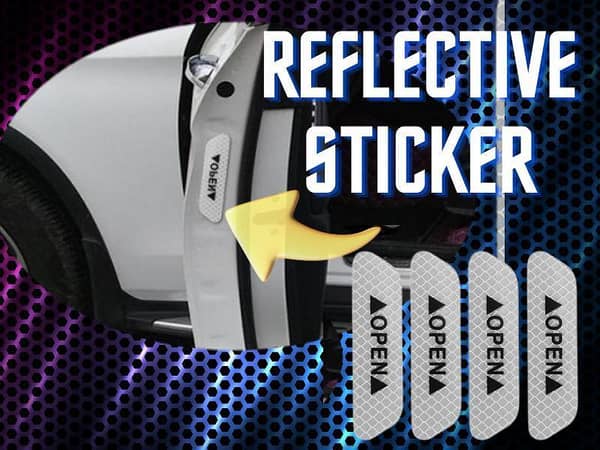 4-Pack Reflective White Car Door Open Stickers for Safety Warning