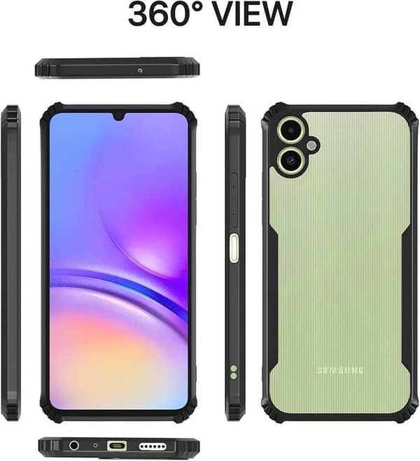Samsung A06 IPAKY Shockproof Crystal Clear Back Cover Protective Design Black Bumper Transparent Armor Mobile Back Cover For Samsung A06