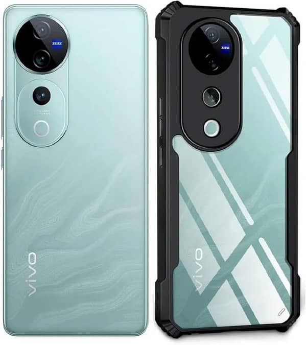 Vivo V40/V40 Pro IPAKY Shockproof Crystal Clear Back Cover Protective Design Black Bumper Transparent Armor Mobile Back Cover