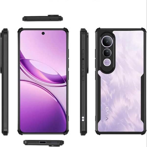 Vivo V50 Lite IPAKY Shockproof Crystal Clear Back Cover Protective Design Black Bumper Transparent Armor Mobile Back Cover For Vivo V50 Lite 4G/5G